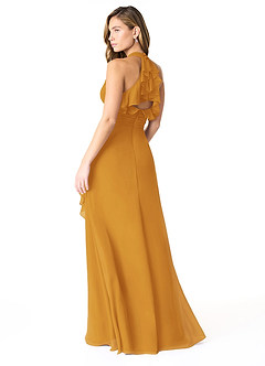 Azazie Aviv Bridesmaid Dresses Butterscotch A-Line Pleated Chiffon Dress image2