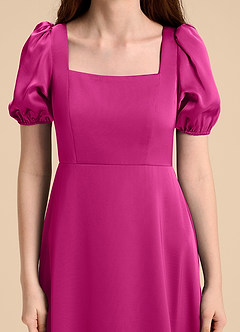Azazie Briar Junior Vestido de Fucsia de Satén Elástico de Corte en A con Lazo image8