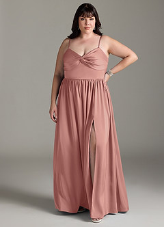 Azazie Zeya Bridesmaid Dresses Rosette A-Line Pleated Stretch Satin Dress image9