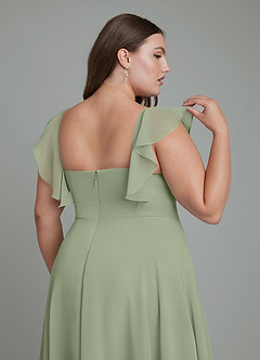 Azazie Leilani Bridesmaid Dresses Pistachio A-Line Pleated Chiffon Dress image8