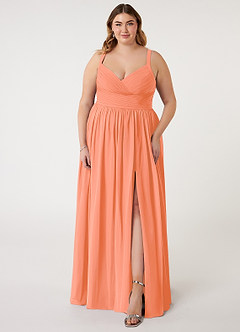 Azazie Chanel Bridesmaid Dresses Sunset A-Line Pleated Chiffon Dress image8