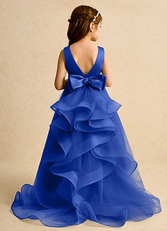 Azazie Lior Flower Girl Dresses Royal Blue Ball-Gown Pleated Tulle Dress image8