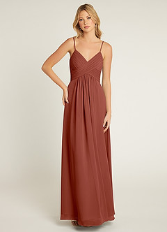 Azazie Shannon Final Sale Agave A-Line Pleated Chiffon Dress image1