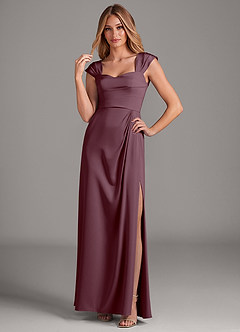 Azazie Laila Brautjungfernkleider A-Linie Plissee Stretch-Satin Kleid Sangria image3
