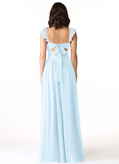 Azazie Lissa Bridesmaid Dresses Sky Blue A-Line Lace Chiffon Dress image2