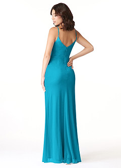 Azazie Deandra Bridesmaid Dresses Jade Mermaid Pleated Mesh Dress image4