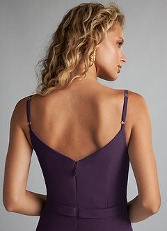 Azazie Summer Jurken voor bruidsmeisjes Jurk van Chiffon met Zeemeermin Schop cowl Pruim image6