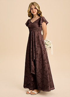 Azazie Omari Junior Abito A-Line in Burnout Floreale Plissettato Ganache image6