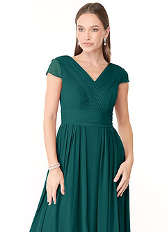 Azazie Organa Bridesmaid Dresses Peacock A-Line Pleated Chiffon Dress image5