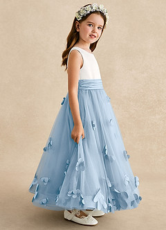 Azazie Vi Flower Girl Dresses Powder Blue A-Line Sleeveless Tulle Dress image7