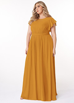 Azazie Daphne Modest Bridesmaid Dresses A-Line Ruffled Chiffon Floor-Length Dress image8