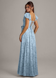Azazie Aricella Bridesmaid Dresses Sky Blue A-Line Corset Floral Burnout Dress image4