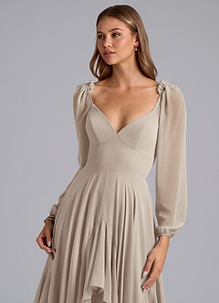 Azazie Karan Bridesmaid Dresses Frost A-Line Long Sleeve Chiffon Dress image6