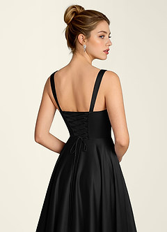 Margot Black Satin Corset A-line Dress image6