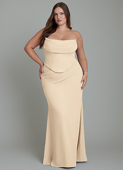 Azazie Sorrel Bridesmaid Dresses Champagne Mermaid Corset Chiffon Dress image16