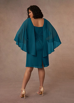 Azazie Mirra Mother of the Bride Dresses Ink Blue Sheath Scoop Pleated Chiffon Dress image9