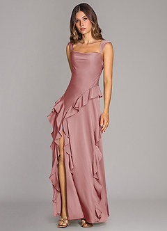 Azazie Sloane Bridesmaid Dresses Dusty Rose A-Line Sweetheart Neckline Stretch Satin Dress image4