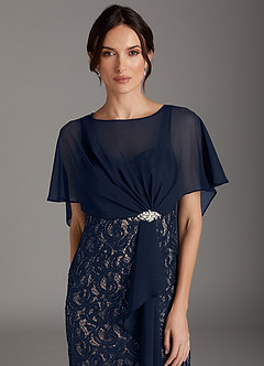 Azazie Lemus Mother of the Bride Dresses Dark Navy Taupe Sheath Sequins Chiffon Dress image2