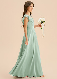 Azazie Anysa Junior Robe Trapèze en Mousseline de soie Rayé Agave image4