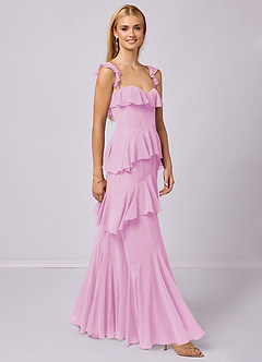 Barbie ♥ Azazie Bridesmaid Dresses Candy Pink A-Line Sweetheart Neckline Chiffon Dress image4