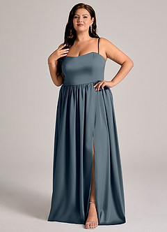 Azazie Calianna Bridesmaid Dresses Twilight A-Line Off the Shoulder Stretch Satin Convertible Dress image9