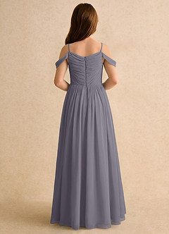 Azazie Chelo Girls Formal Blomsterpigekjoler En streg Plisseret Chiffon Gulv-længde Kjole image2