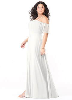 Azazie Sue Brudtärnklänningar Klä av A-Linje i Chiffong Av axeln Vit Konvertibel image9