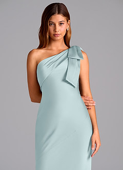 Azazie Yuanna Brautjungfernkleider Meerjungfrau-Linie One-Shoulder Stretch-Satin Kleid Nebel image7