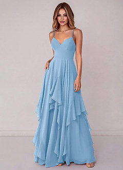 Azazie Zaina Brautjungfernkleider A-Linie Chiffon Kleid Puderblau image3
