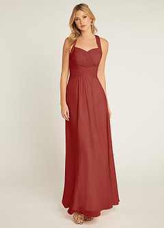 Azazie Claudia Bridesmaid Dresses Terracotta A-Line Sweetheart Neckline Chiffon Dress image1