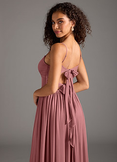 Azazie Zeya Abiti da Damigella Abito A-Line in Maglia Plissettato Rosa Del Deserto image6