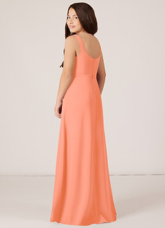Azazie Renee Junior A-Linie Seitliche Cut-Outs Chiffon Kleid Sonnenuntergang image4