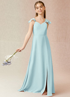 Azazie Everett Junior Sea Glass A-Line Chiffon Dress image2