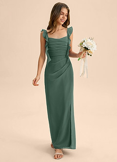 Azazie Jessamine Junior Sea Moss Mermaid Sweetheart Neckline Chiffon Dress image3
