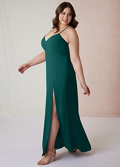 Azazie Manila Bridesmaid Dresses Peacock Sheath V-Neck Chiffon Dress image9