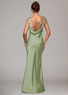 Azazie Rylina Bridesmaid Dresses Dusty Sage Mermaid Stretch Satin Dress image5