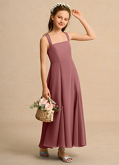 Azazie Tater Junior Formal Blumenmädchenkleider A-Linie Plissee Chiffon Kleid Amethyst image3