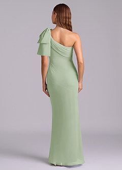 Azazie Yuanna 신부 들러리 드레스 인어 한쪽 어깨 쉬폰 바닥 길이 드레스 image2