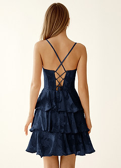 Rietta Navy Floral Burnout Ruffles Mini Dress image6
