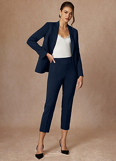 front Kennedy Dark Navy Structured Stretch Pants Suit