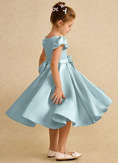 Azazie Pearl Flower Girl Dresses Mist Ball-Gown Pleated Matte Satin Dress image3