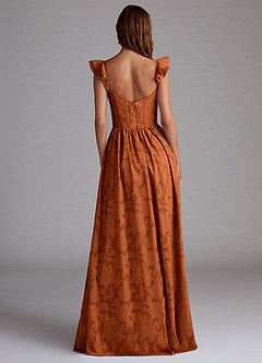 Azazie Denisse Suknie dla druhen Linia A Marszczony Kwiatowe wypalenie Do ziemi Sukienka image3