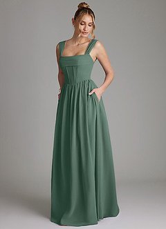 Azazie Caterina Bridesmaid Dresses Sea Moss A-Line Corset Chiffon Dress image5