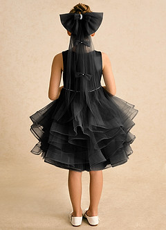 Azazie Tinie Blumenmädchenkleider Ballkleid Schleifen Tüll Kleid Schwarz image6