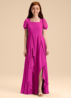 Azazie Priya Junior Abito A-Line in Chiffon Blusa Fucsia image3