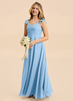 Azazie Dory Junior Powder Blue A-Line Ruched Chiffon Dress image1