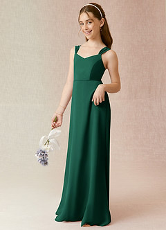 Azazie Denice Junior Emerald A-Line Chiffon Dress image3