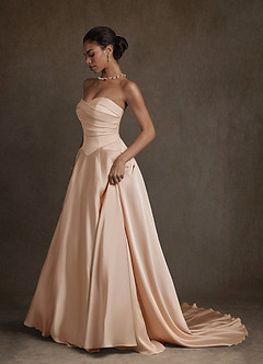 Azazie Alta Robes de mariée Robe Trapèze en Satin extensible Bustier Rose Perle image6