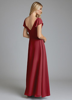 Azazie Omari Bridesmaid Dresses Pomegranate A-Line Chiffon Dress image2