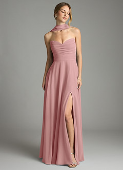 Azazie Ayla Abiti da Damigella Abito A-Line in Chiffon Scollo a Cuore Rosa Polverosa image7